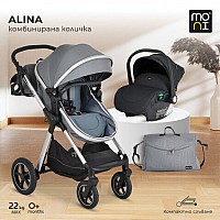 Бебешката количка Alina 2 в 1 от Moni цвят сив