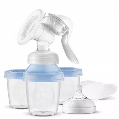 Ръчна помпа за изцеждане на кърма Natural Motion с контейнери VIA от Philips Avent Ръчна помпа за изцеждане на кърма Natural Motion с контейнери VIA от Philips Avent