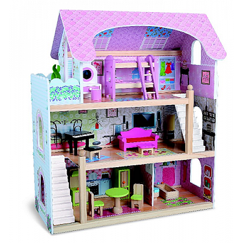 Дървена къща за кукли Mila от Moni Toys Дървена къща за кукли Mila от Moni Toys
