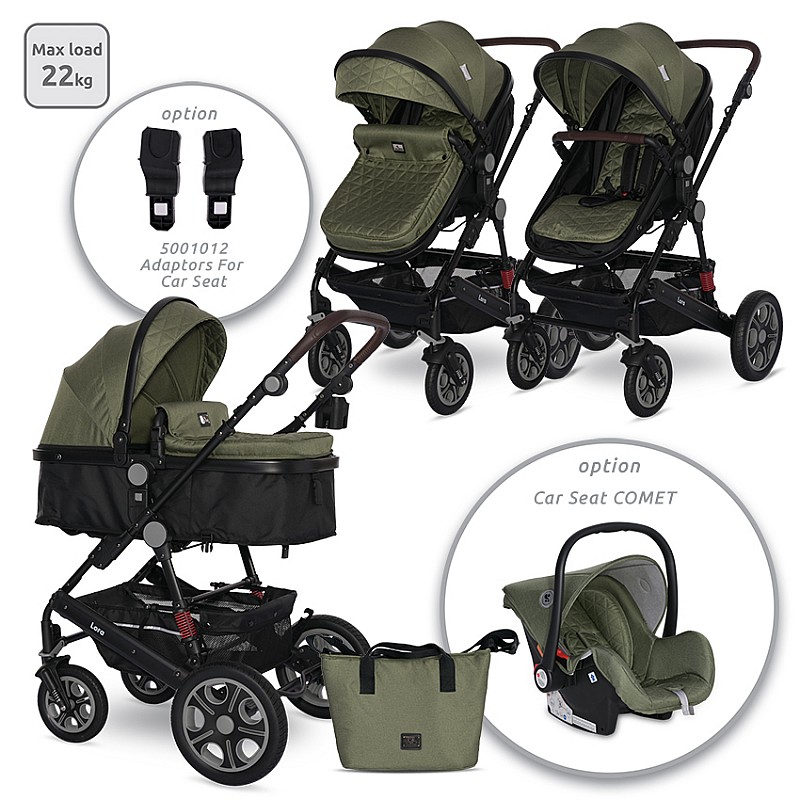 Бебешка количка 2 в 1 Lora Loden Green от Lorelli