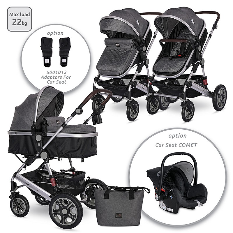 Бебешка количка 2 в 1 Lora Steel Grey от Lorelli