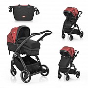 Бебешка количка 3 в 1 Adria Black&red от Lorelli