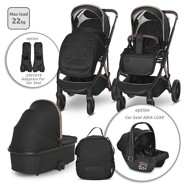 Бебешка количка 3 в 1 Aria Black от Lorelli