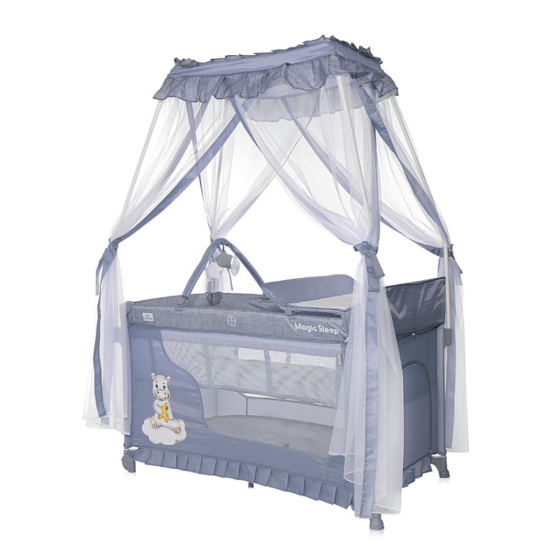 Бебешка кошара Magic Sleep Cool Grey Hippo от Lorelli