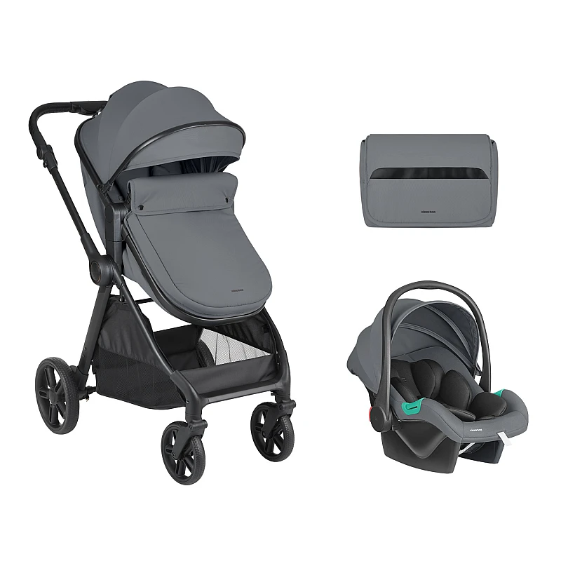 Бебешка количка 3 в 1 Трансф. Седалка Eloe Dark Grey от KikkaBoo