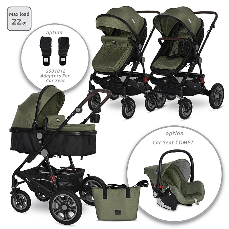 Бебешка количка 2 в 1 Lora Loden Green от Lorelli