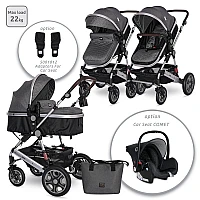 Бебешка количка 2 в 1 Lora Steel Grey от Lorelli