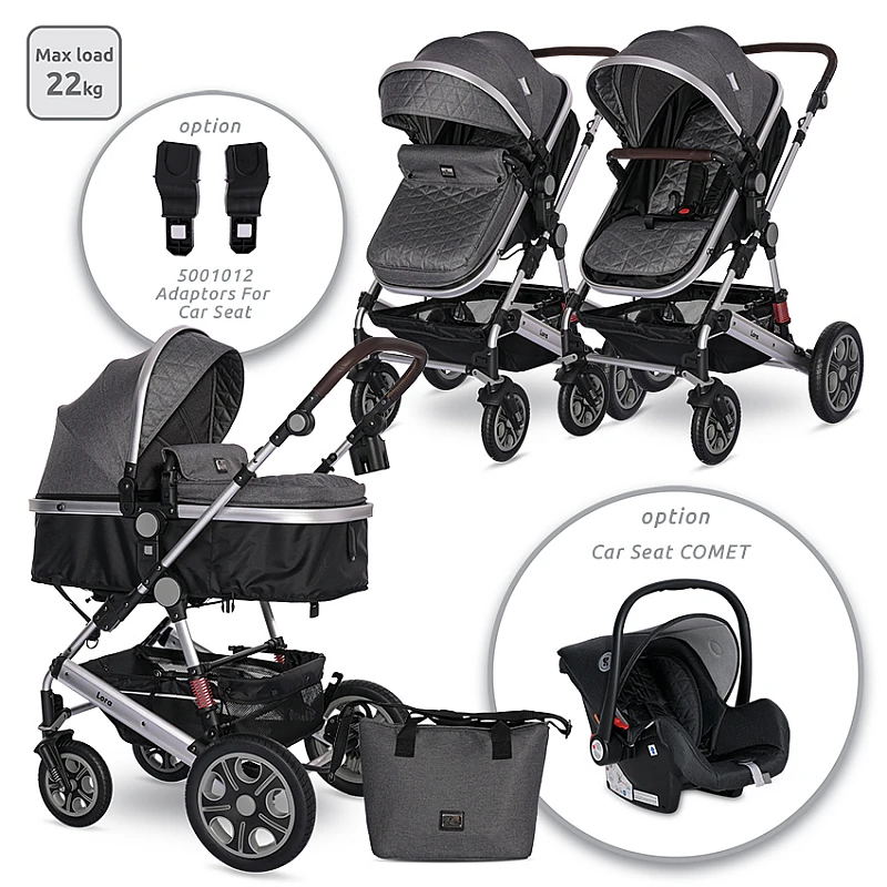 Бебешка количка 2 в 1 Lora Steel Grey от Lorelli