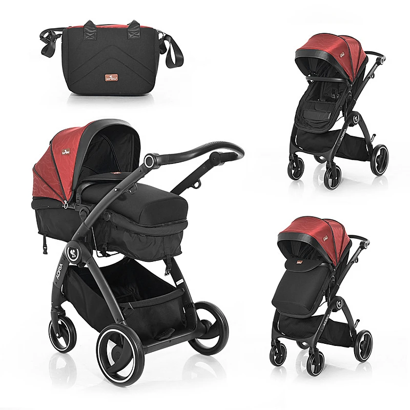 Бебешка количка 3 в 1 Adria Black&red от Lorelli