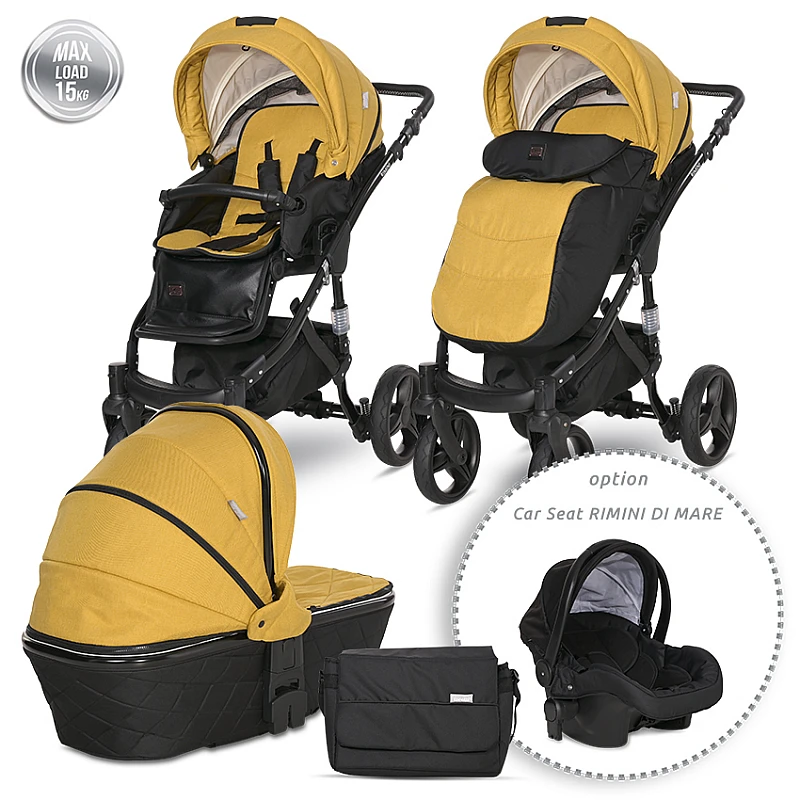 Бебешка количка 3 в 1 Rimini Premium Lemon Curry от Lorelli