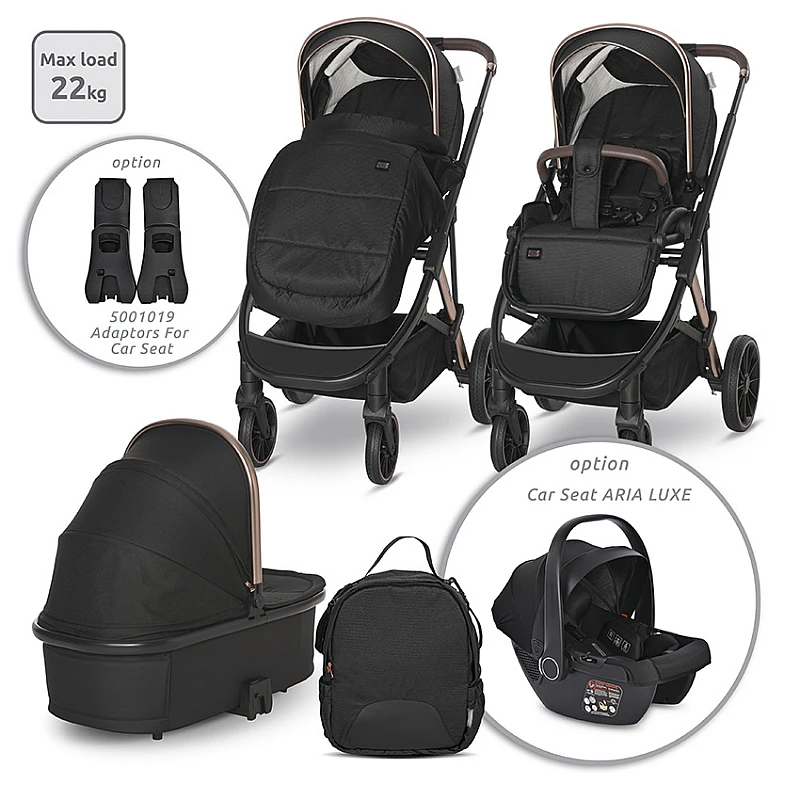Бебешка количка 3 в 1 Aria Black от Lorelli