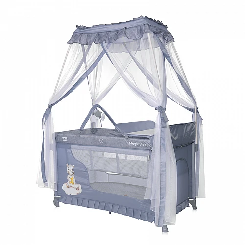 Бебешка кошара Magic Sleep Cool Grey Hippo от Lorelli