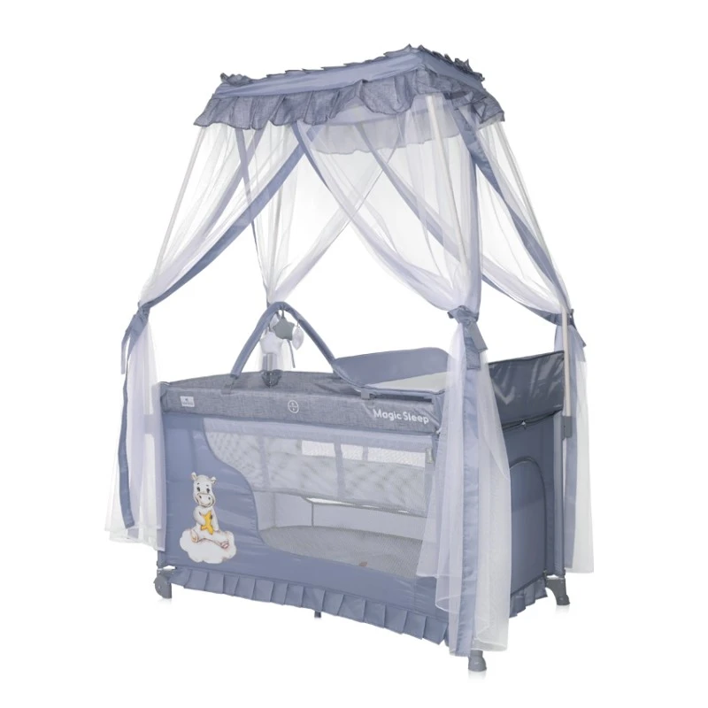 Бебешка кошара Magic Sleep Cool Grey Hippo от Lorelli