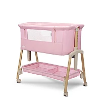 Бебешка кошара Мини Millie с Падаща Преграда Pink Wooden от Lorelli
