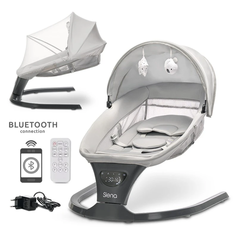 Бебешка електрическа люлка Siena Light Grey от Lorelli