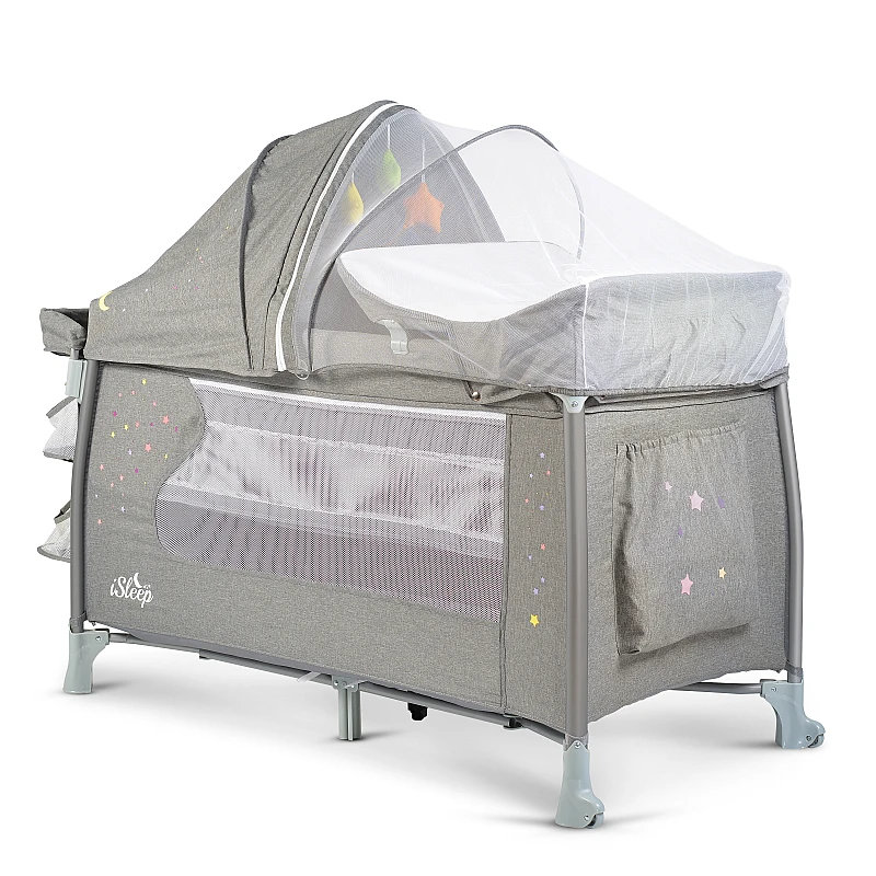 Бебешка кошара за спане и игра Isleep Сив от Cangaroo