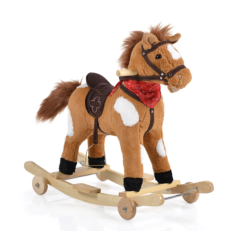 Плюшена играчка за яздене Кон Thunder Каки Колелца от Moni Toys
