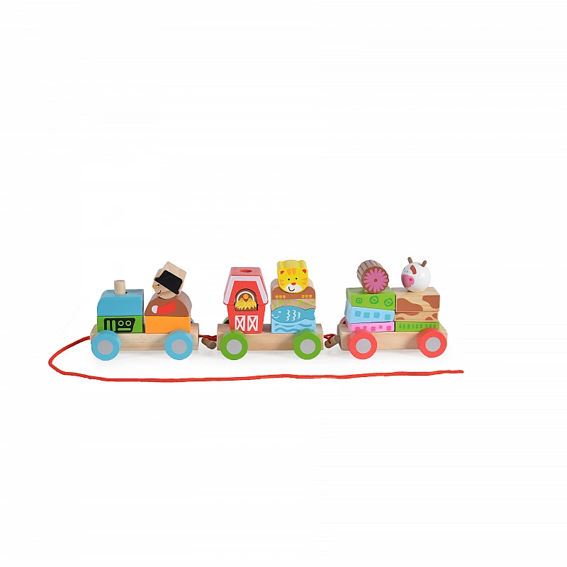 Дървена образователна играчка Фермерски Влак от Moni Toys