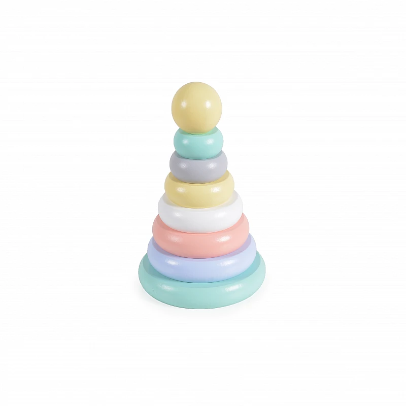 Дървена образователна играчка Рингове Пастел от Moni Toys