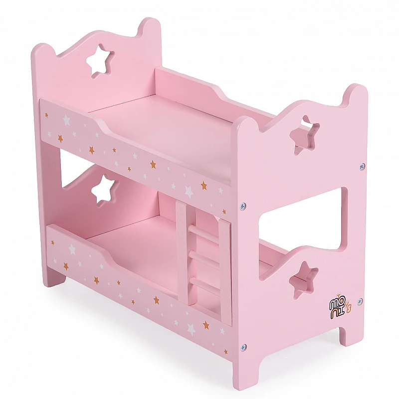 Детска дървена къща за кукли Мебел за Кукла , Двуетажно Легло A003 от Moni Toys