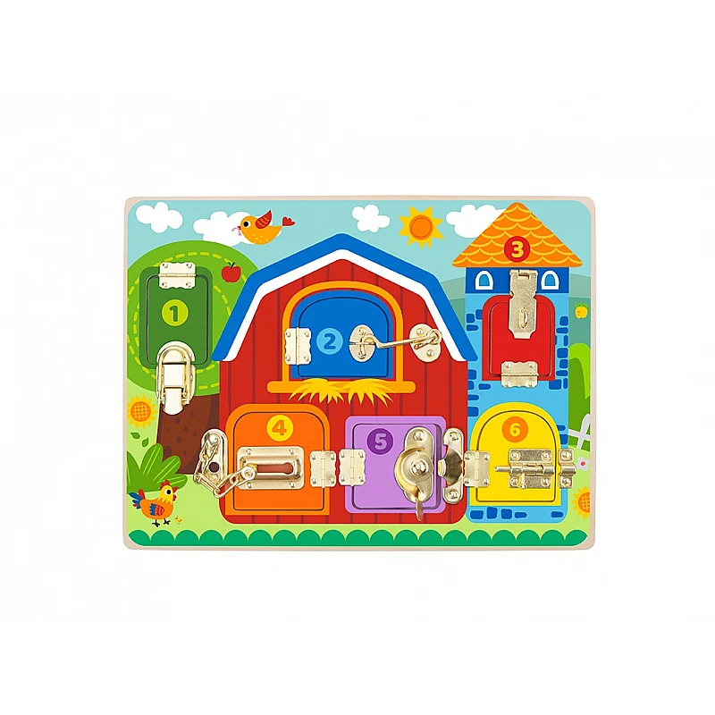 Дървена образователна играчка Активна Дъска с Ключалки Tk044 от Tooky Toy