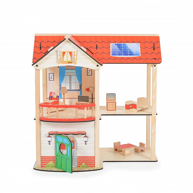 Детска дървена къща за кукли Elly от Moni Toys