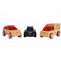 Дървена ролева играчка Коли Mini 3-pack Rescue Vehicles от Automoblox