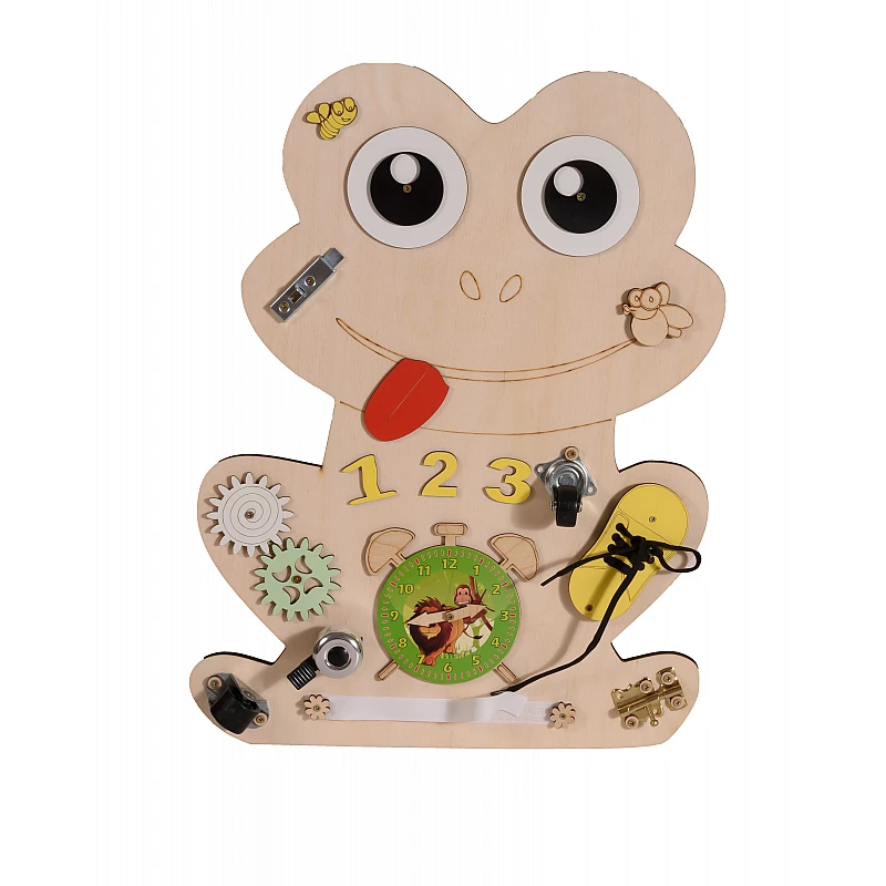 Дървена образователна играчка Монтесори Дървена Дъска Frog от Moni Toys