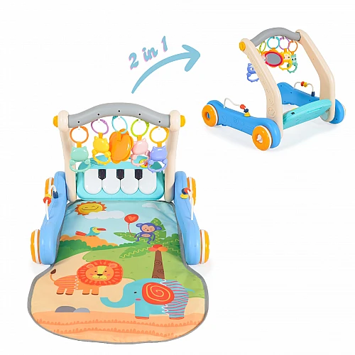 Детска играчка за прохождане 2в1 Piano Blue He0637 от Moni Toys Детска играчка за прохождане 2в1 Piano Blue He0637 от Moni Toys