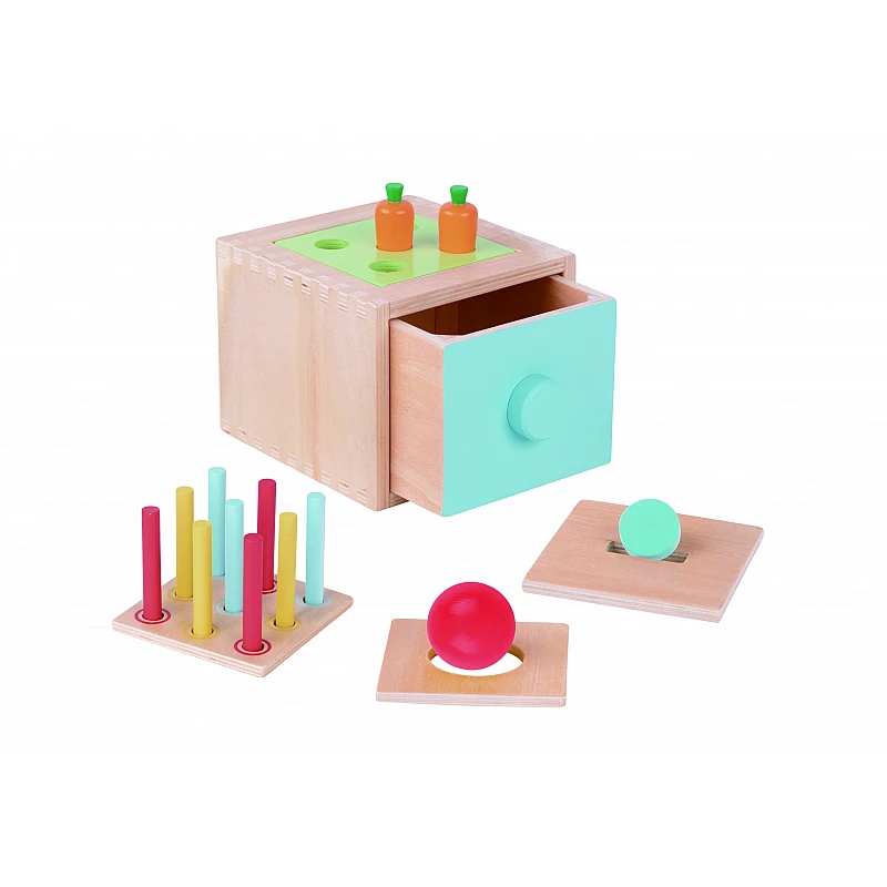 Дървена образователна играчка Монтесори Дървен Куб 4в1 Tk320 от Tooky Toy