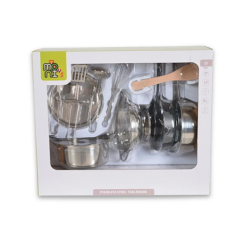 Детска дървена кухня Метални Прибори за Игра 12части Lux E5 от Moni Toys Детска дървена кухня Метални Прибори за Игра 12части Lux E5 от Moni Toys