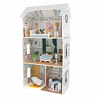 Детска дървена къща за кукли Kъща за Кукли с Мебели от Moni Toys