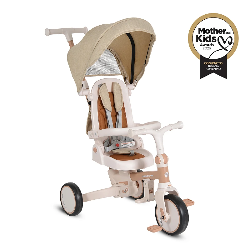Детска триколка с родителски контрол Compacto 4в1 Бежов от Byox