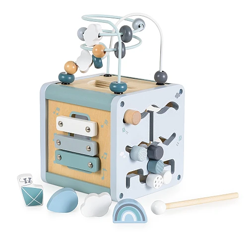 Дървена образователна играчка Активен Куб W11b316-син от Moni Toys