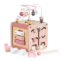 Дървена образователна играчка Активен Куб W11b316c-розов от Moni Toys