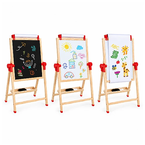 Дървена образователна играчка Дъска за Рисуване 3в1 от Moni Toys
