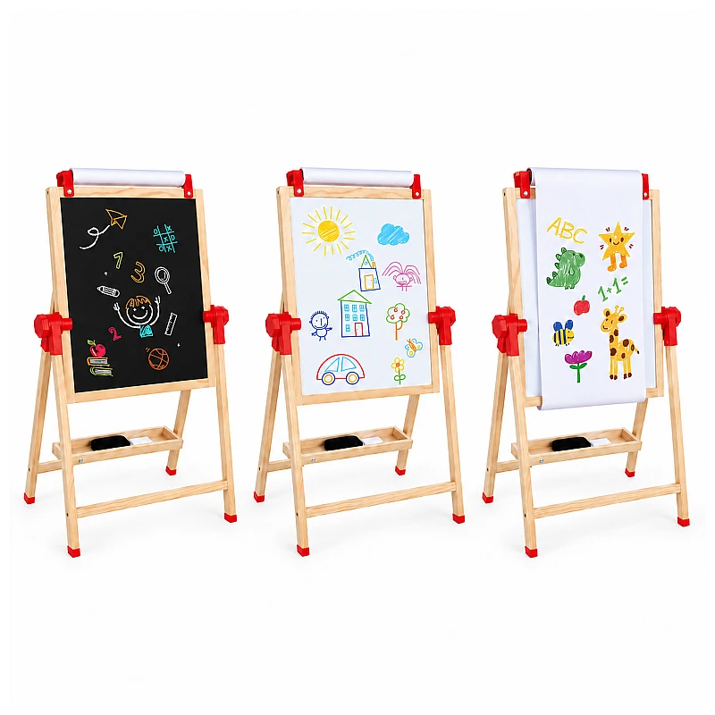 Дървена образователна играчка Дъска за Рисуване 3в1 от Moni Toys